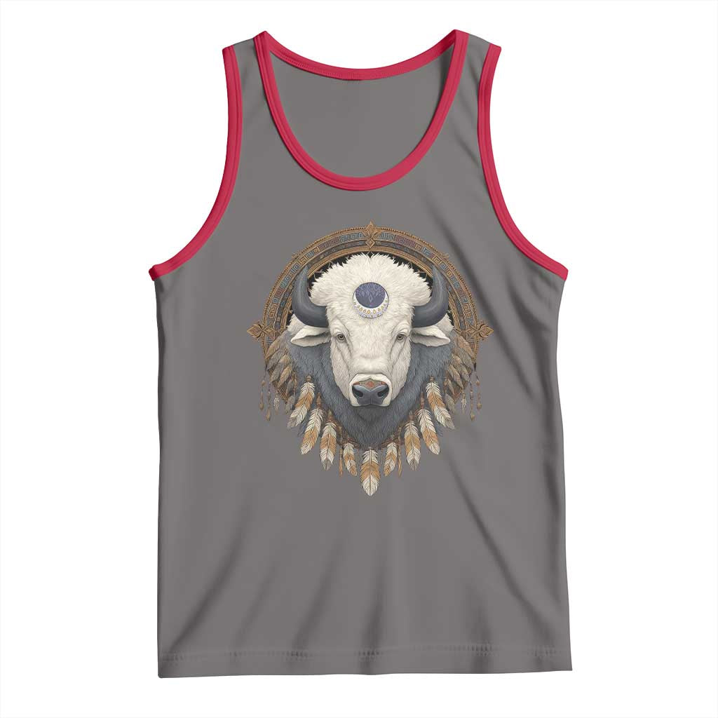 Native American White Buffalo And Eagle Feathers Tank Top - Wonder Print Shop