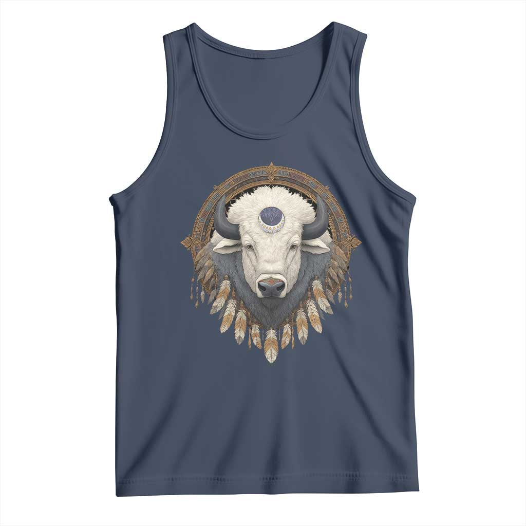 Native American White Buffalo And Eagle Feathers Tank Top - Wonder Print Shop