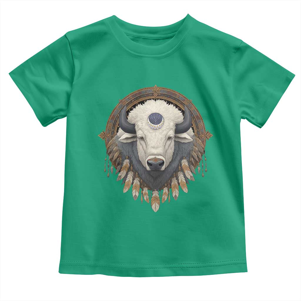Native American White Buffalo And Eagle Feathers Toddler T Shirt - Wonder Print Shop