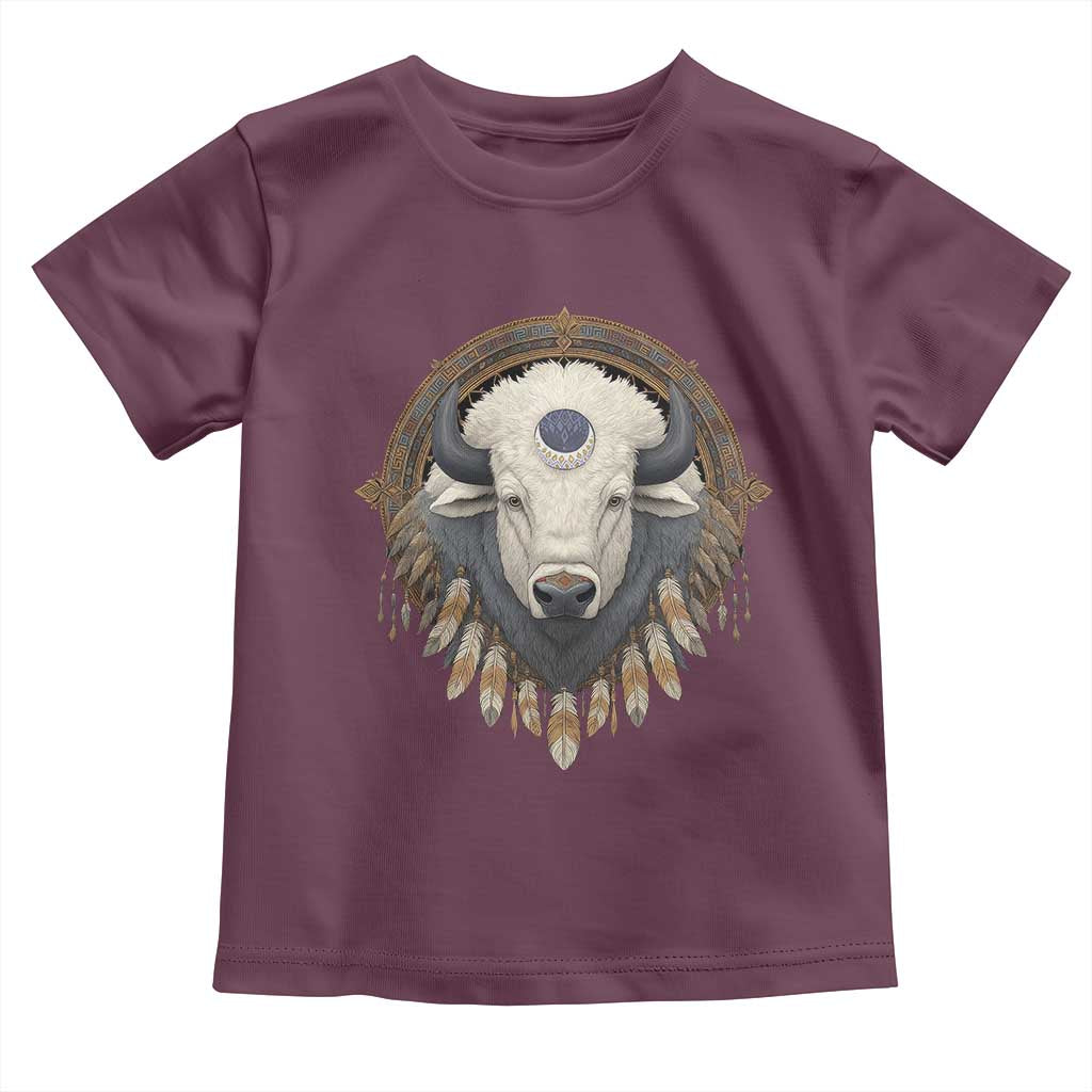 Native American White Buffalo And Eagle Feathers Toddler T Shirt - Wonder Print Shop