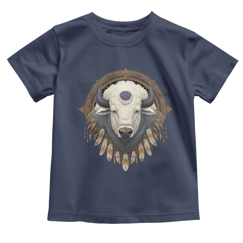 Native American White Buffalo And Eagle Feathers Toddler T Shirt - Wonder Print Shop