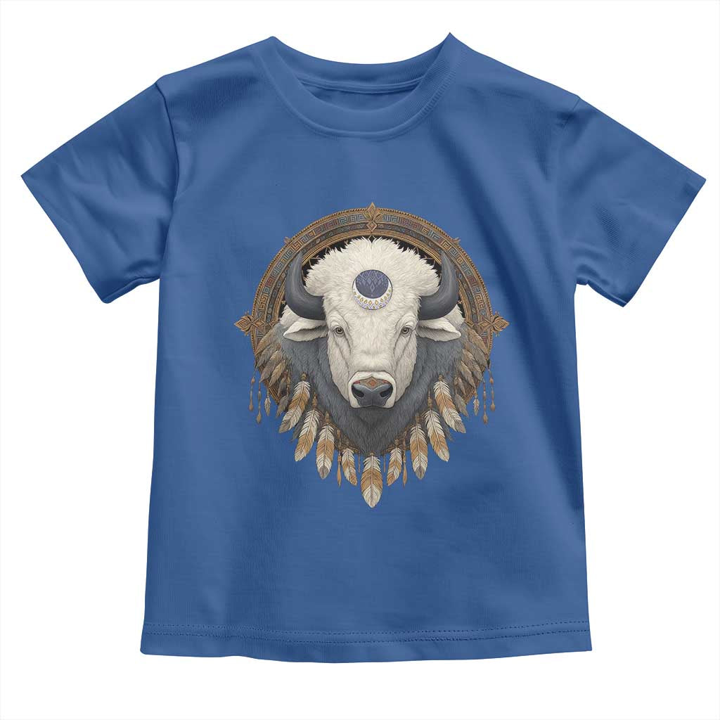 Native American White Buffalo And Eagle Feathers Toddler T Shirt - Wonder Print Shop