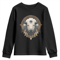 Native American White Buffalo And Eagle Feathers Youth Sweatshirt - Wonder Print Shop
