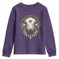 Native American White Buffalo And Eagle Feathers Youth Sweatshirt - Wonder Print Shop