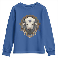 Native American White Buffalo And Eagle Feathers Youth Sweatshirt - Wonder Print Shop