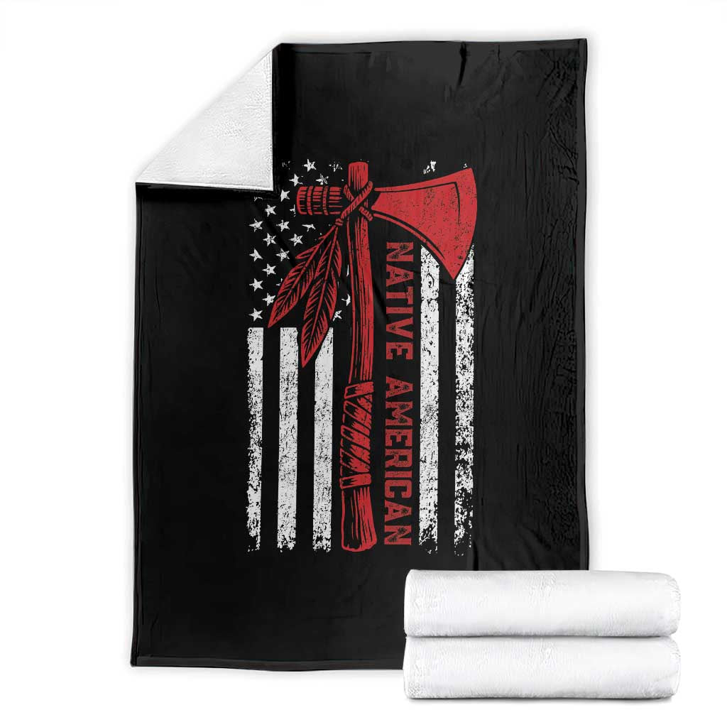 Native American Tomahawk Vintage USA Flag Tribal Tradition Throw Blanket - Wonder Print Shop