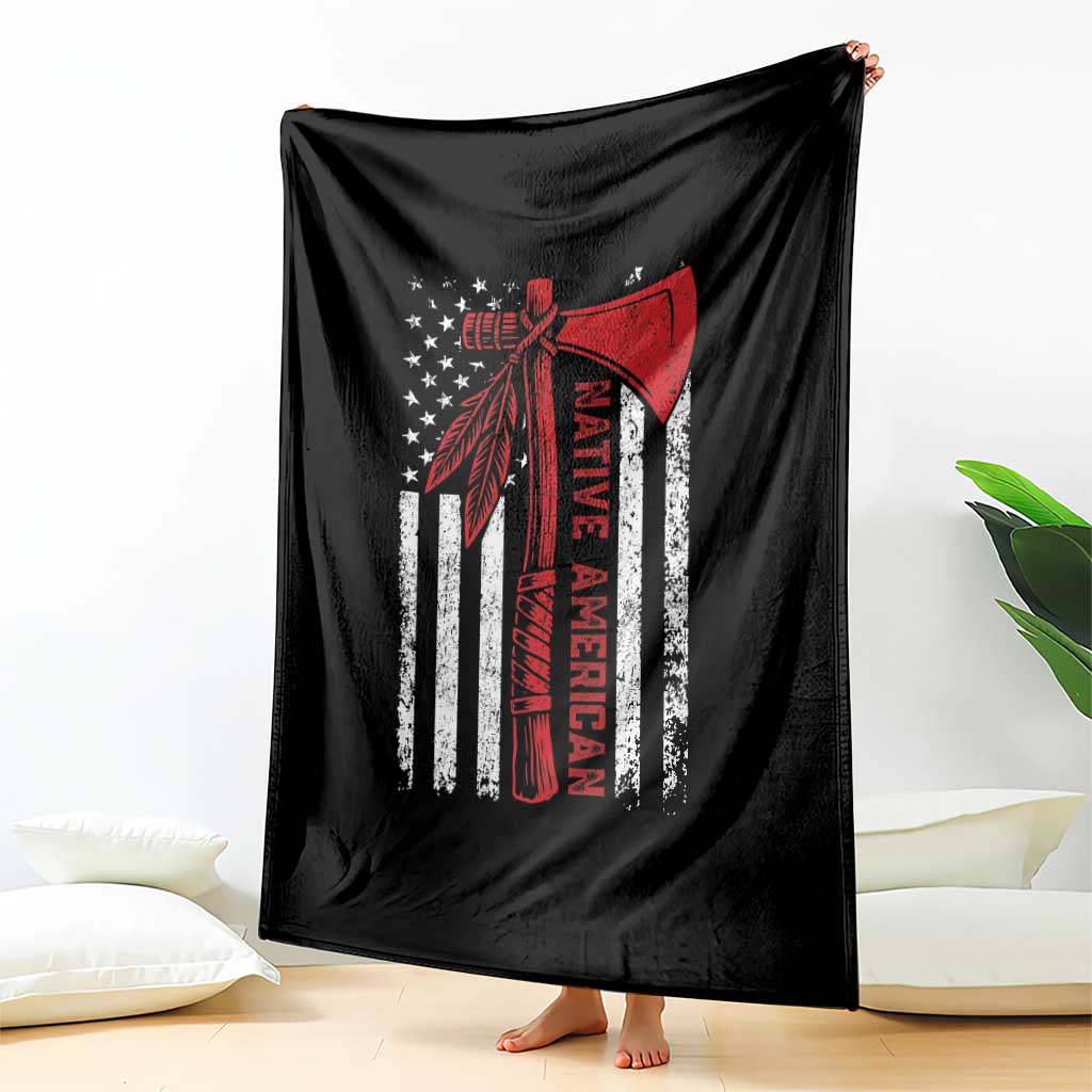 Native American Tomahawk Vintage USA Flag Tribal Tradition Throw Blanket - Wonder Print Shop