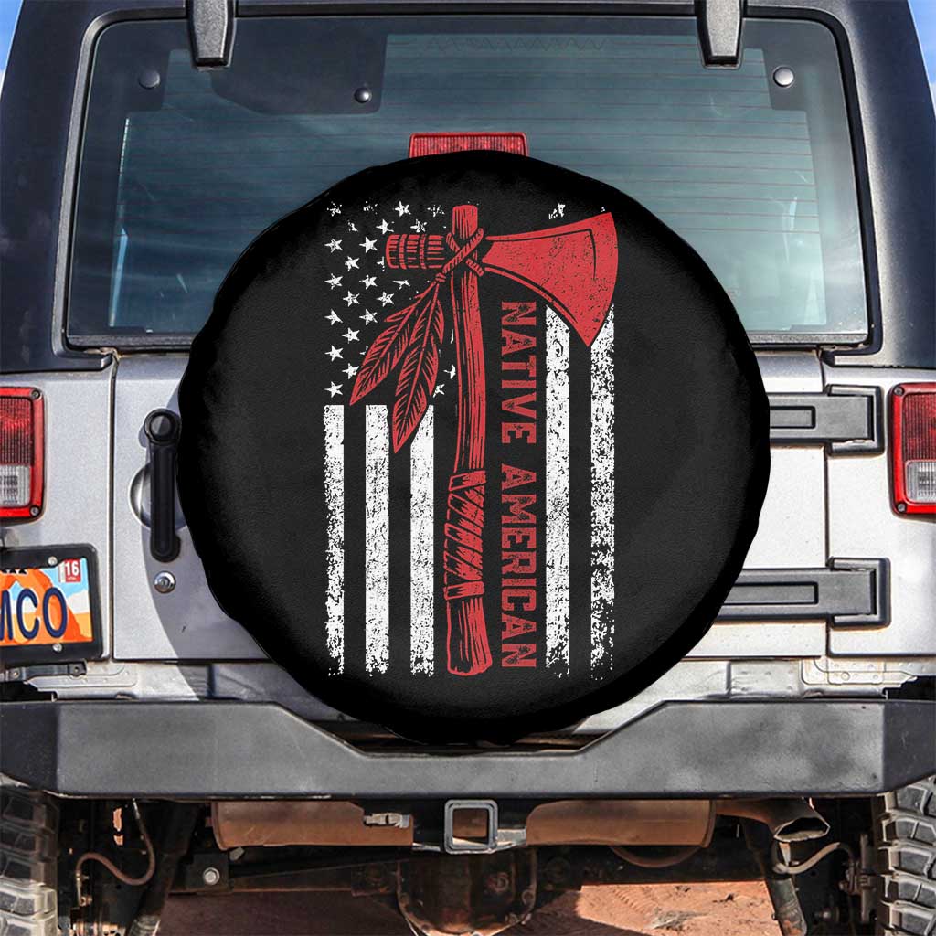 Native American Tomahawk Vintage USA Flag Tribal Tradition Spare Tire Cover - Wonder Print Shop