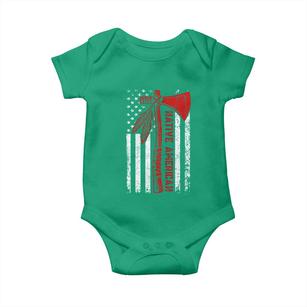Native American Tomahawk Vintage USA Flag Tribal Tradition Baby Onesie - Wonder Print Shop