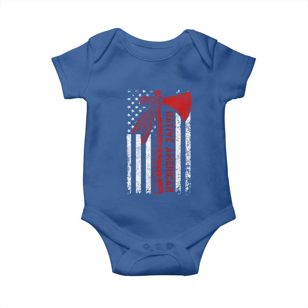Native American Tomahawk Vintage USA Flag Tribal Tradition Baby Onesie - Wonder Print Shop