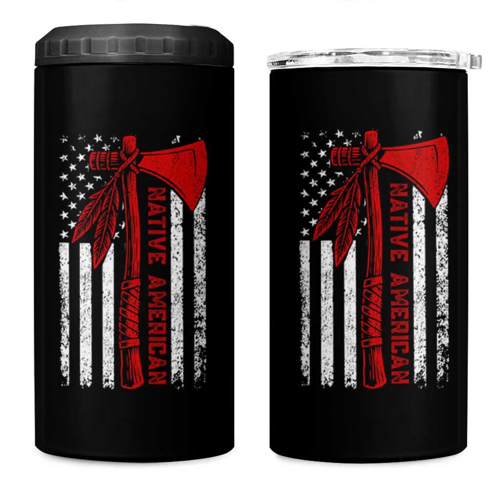 Native American Tomahawk Vintage USA Flag Tribal Tradition 4 in 1 Can Cooler Tumbler - Wonder Print Shop