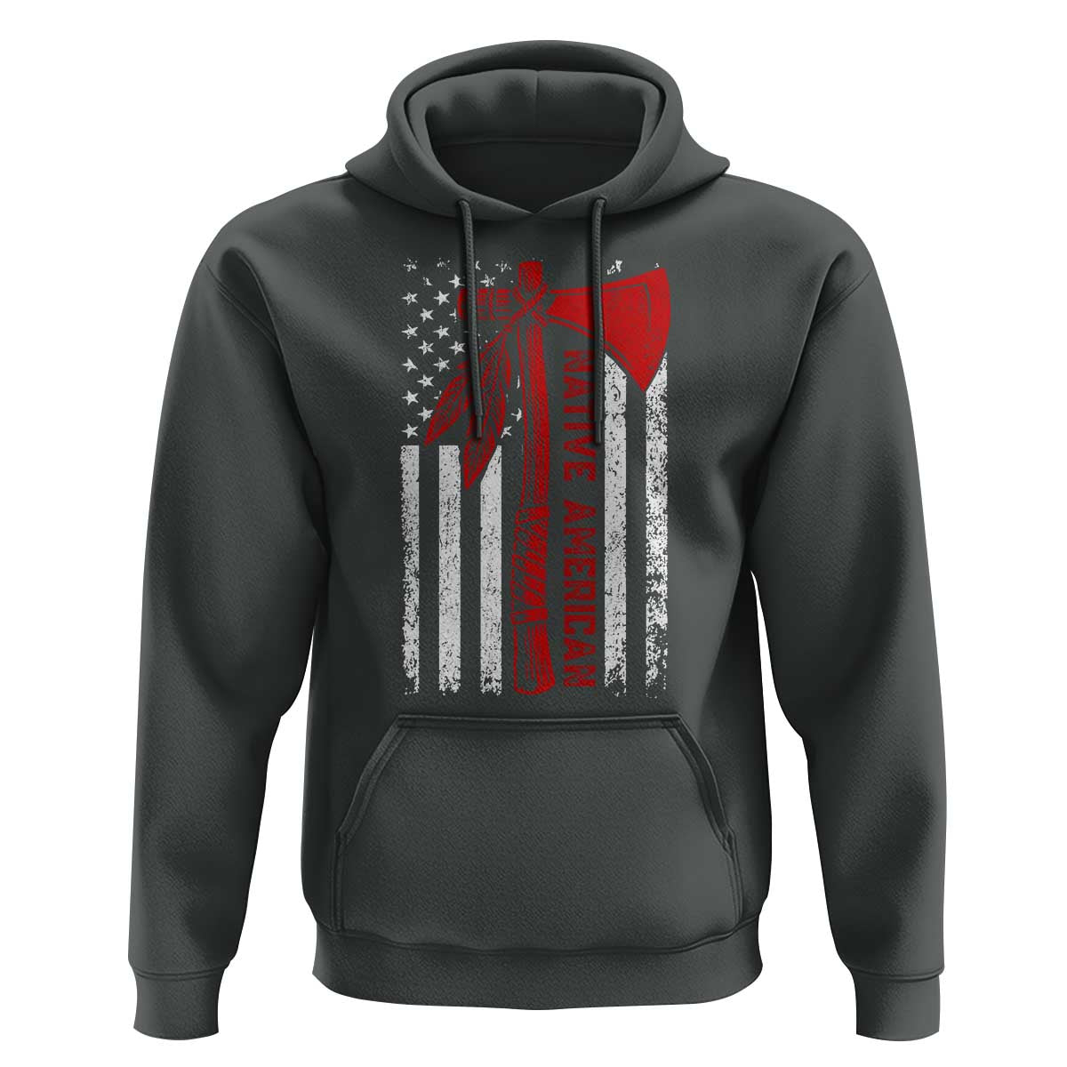 Native American Tomahawk Vintage USA Flag Tribal Tradition Hoodie - Wonder Print Shop