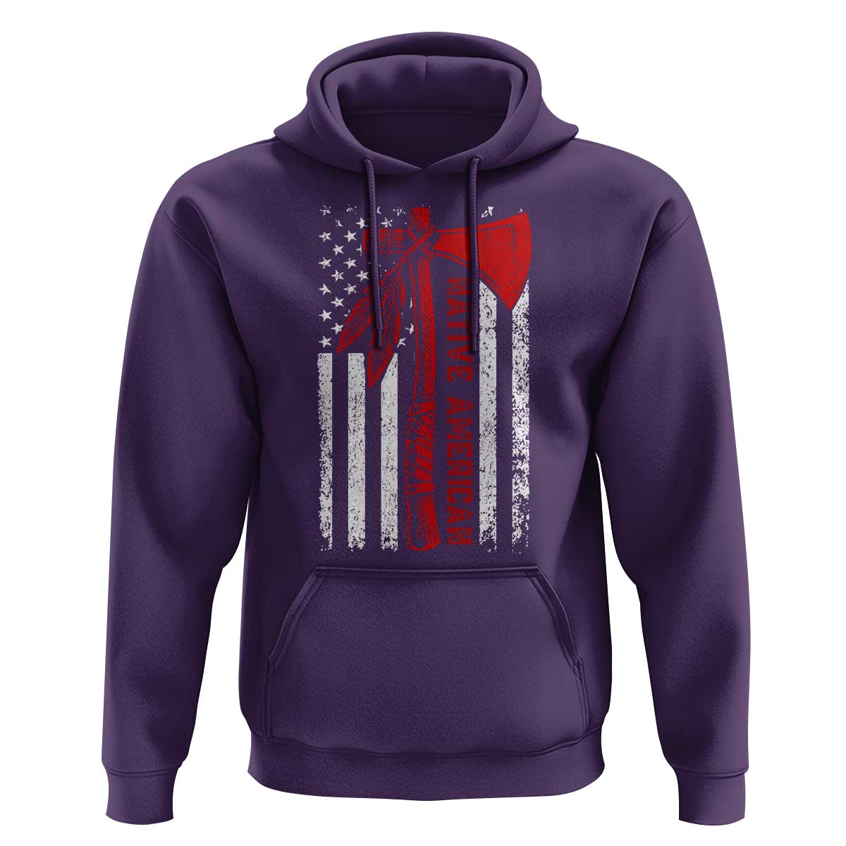 Native American Tomahawk Vintage USA Flag Tribal Tradition Hoodie - Wonder Print Shop