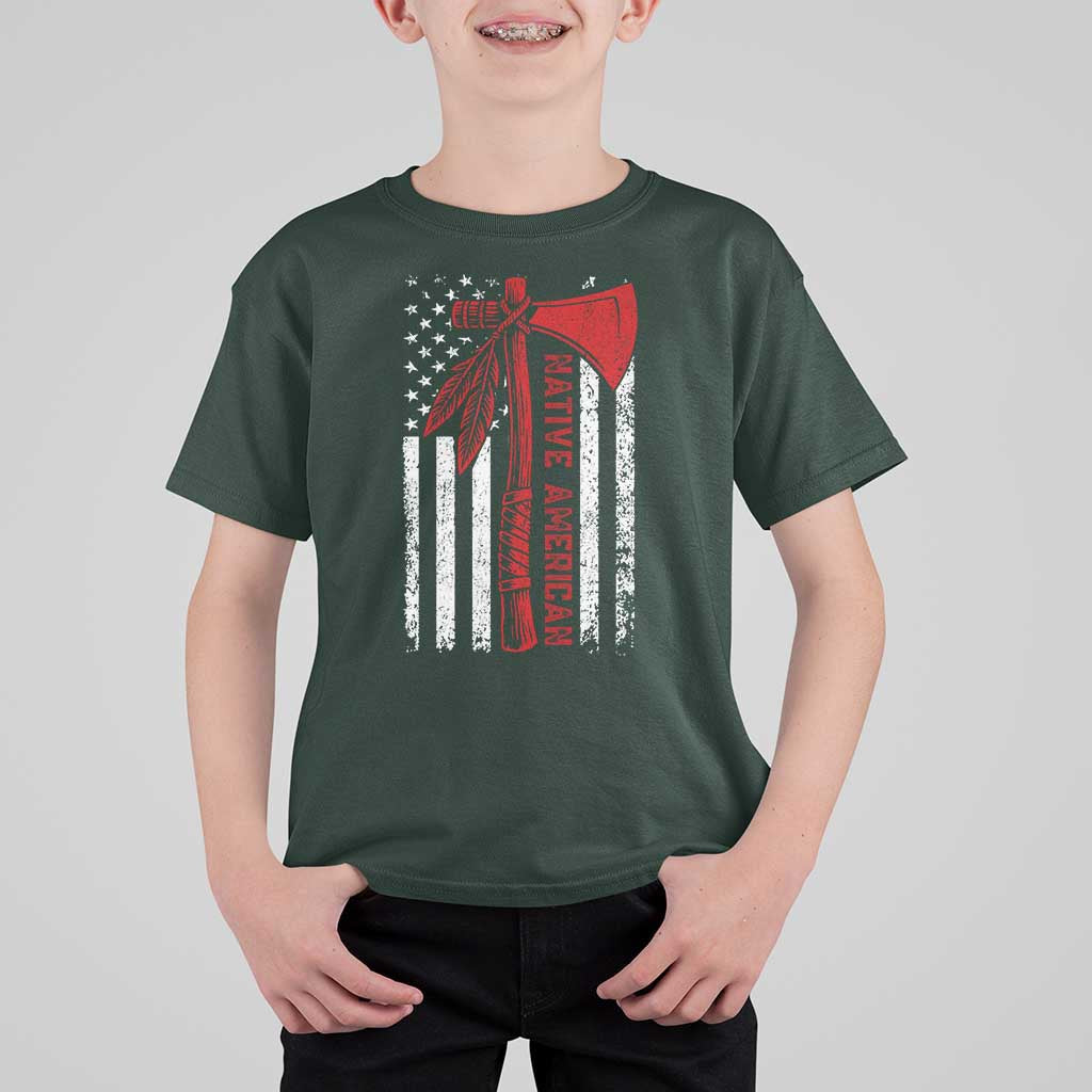 Native American Tomahawk Vintage USA Flag Tribal Tradition T Shirt For Kid - Wonder Print Shop