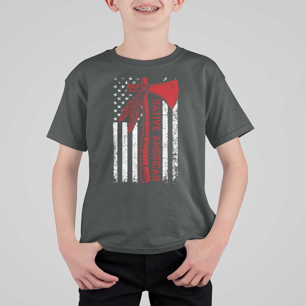 Native American Tomahawk Vintage USA Flag Tribal Tradition T Shirt For Kid - Wonder Print Shop