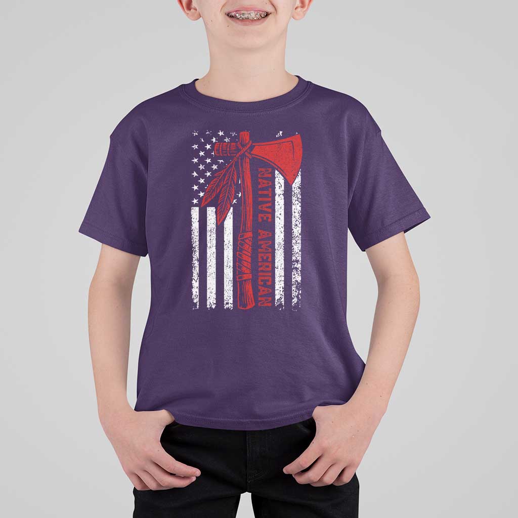 Native American Tomahawk Vintage USA Flag Tribal Tradition T Shirt For Kid - Wonder Print Shop