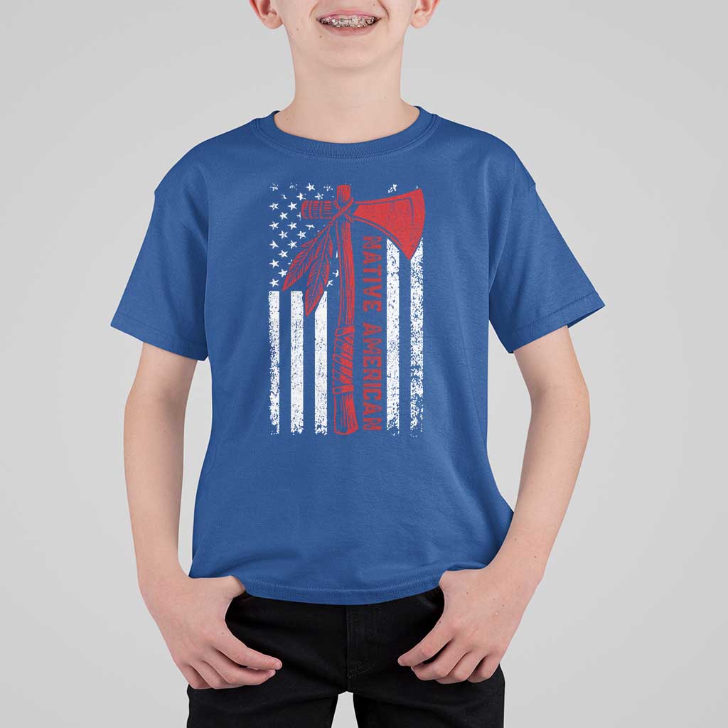 Native American Tomahawk Vintage USA Flag Tribal Tradition T Shirt For Kid - Wonder Print Shop