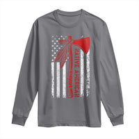 Native American Tomahawk Vintage USA Flag Tribal Tradition Long Sleeve Shirt - Wonder Print Shop