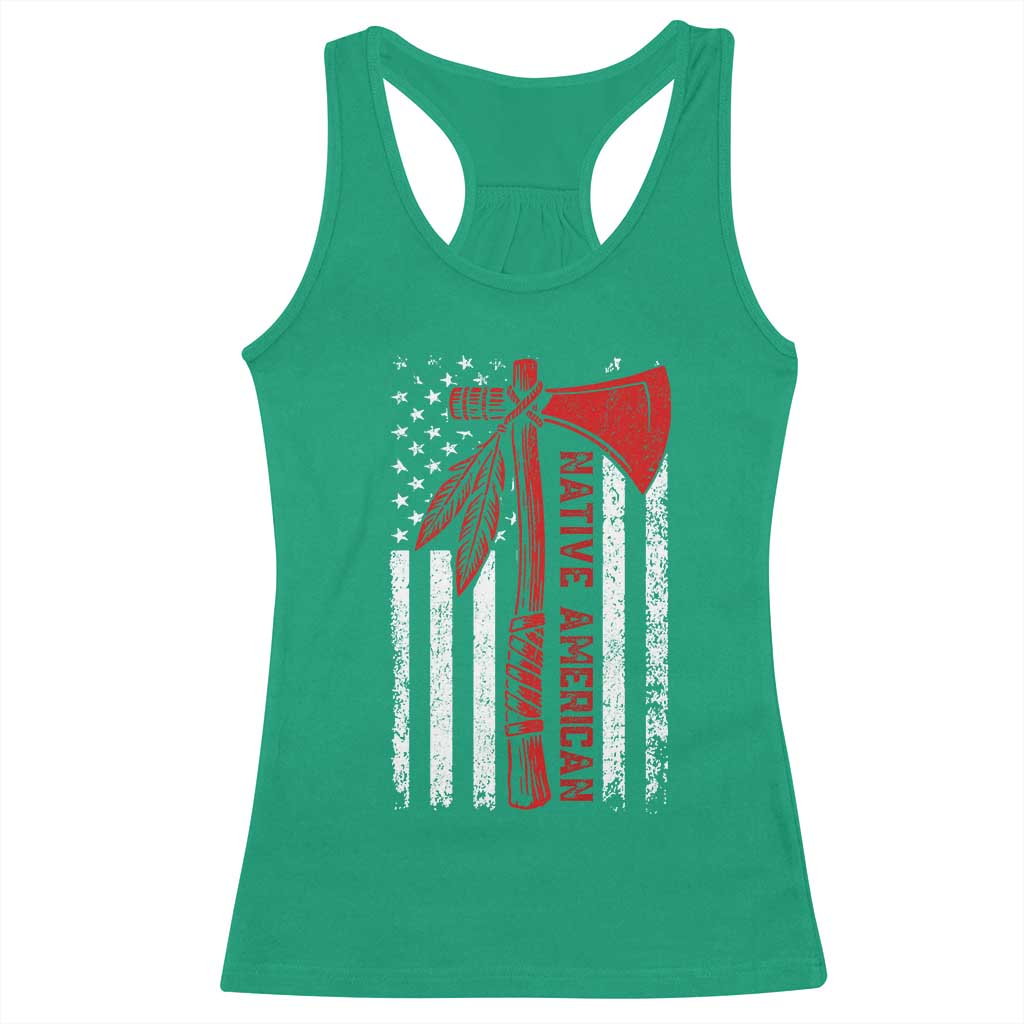 Native American Tomahawk Vintage USA Flag Tribal Tradition Racerback Tank Top - Wonder Print Shop