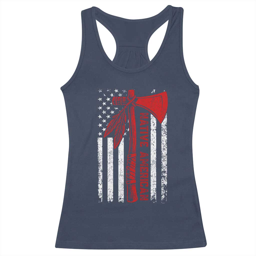 Native American Tomahawk Vintage USA Flag Tribal Tradition Racerback Tank Top - Wonder Print Shop