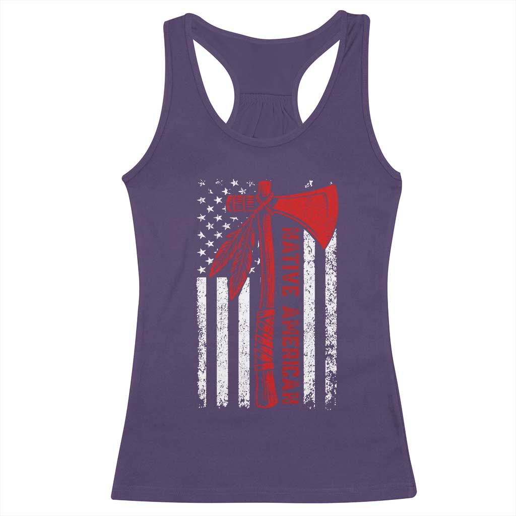 Native American Tomahawk Vintage USA Flag Tribal Tradition Racerback Tank Top - Wonder Print Shop