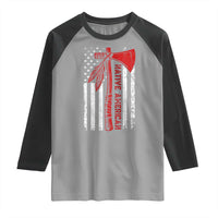 Native American Tomahawk Vintage USA Flag Tribal Tradition Raglan Shirt - Wonder Print Shop