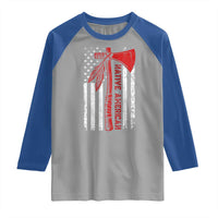 Native American Tomahawk Vintage USA Flag Tribal Tradition Raglan Shirt - Wonder Print Shop