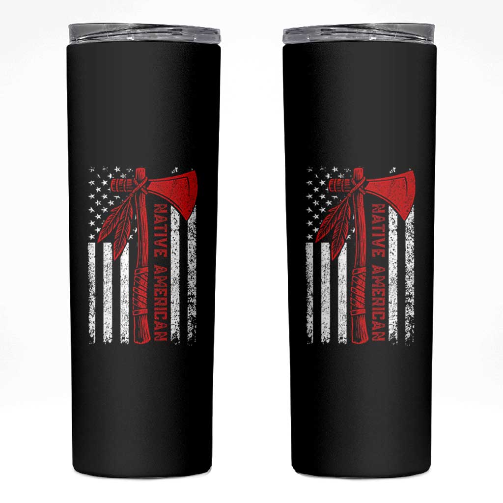 Native American Tomahawk Vintage USA Flag Tribal Tradition Skinny Tumbler - Wonder Print Shop