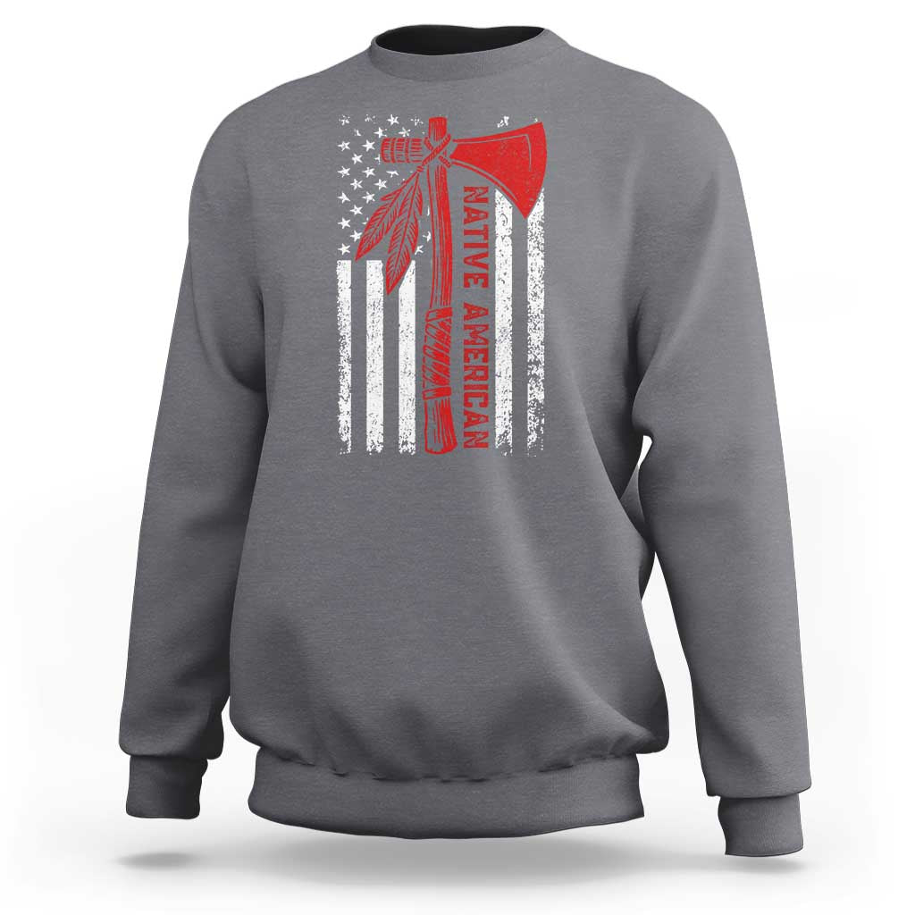 Native American Tomahawk Vintage USA Flag Tribal Tradition Sweatshirt - Wonder Print Shop