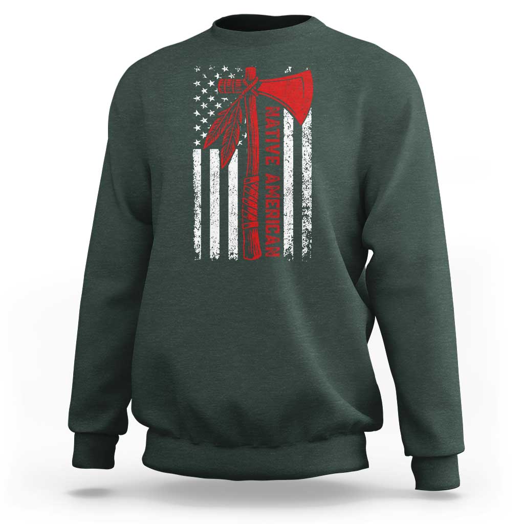 Native American Tomahawk Vintage USA Flag Tribal Tradition Sweatshirt - Wonder Print Shop
