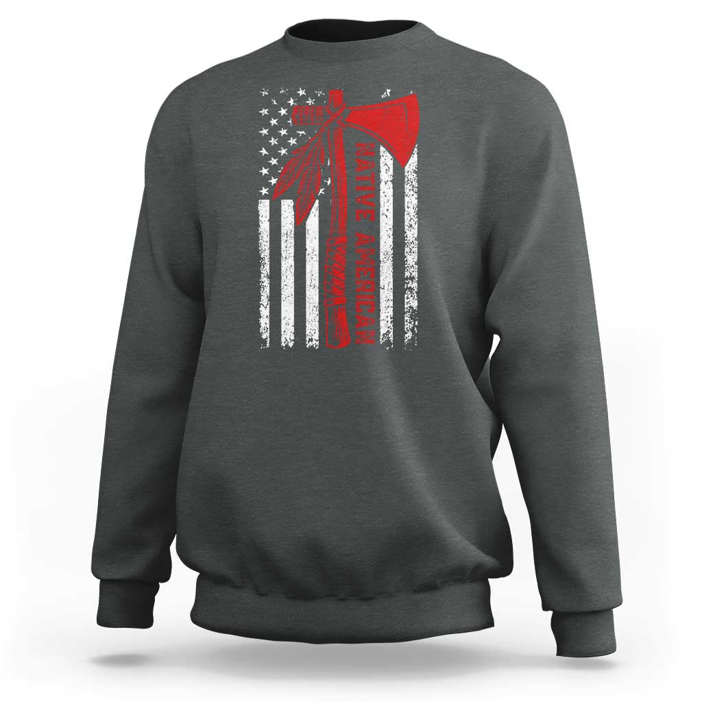 Native American Tomahawk Vintage USA Flag Tribal Tradition Sweatshirt - Wonder Print Shop