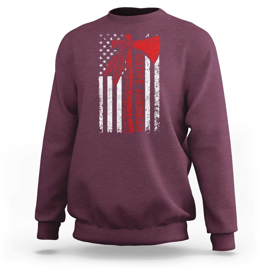 Native American Tomahawk Vintage USA Flag Tribal Tradition Sweatshirt - Wonder Print Shop