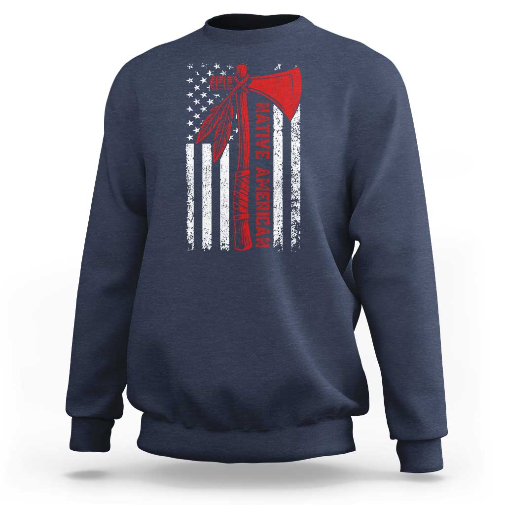 Native American Tomahawk Vintage USA Flag Tribal Tradition Sweatshirt - Wonder Print Shop