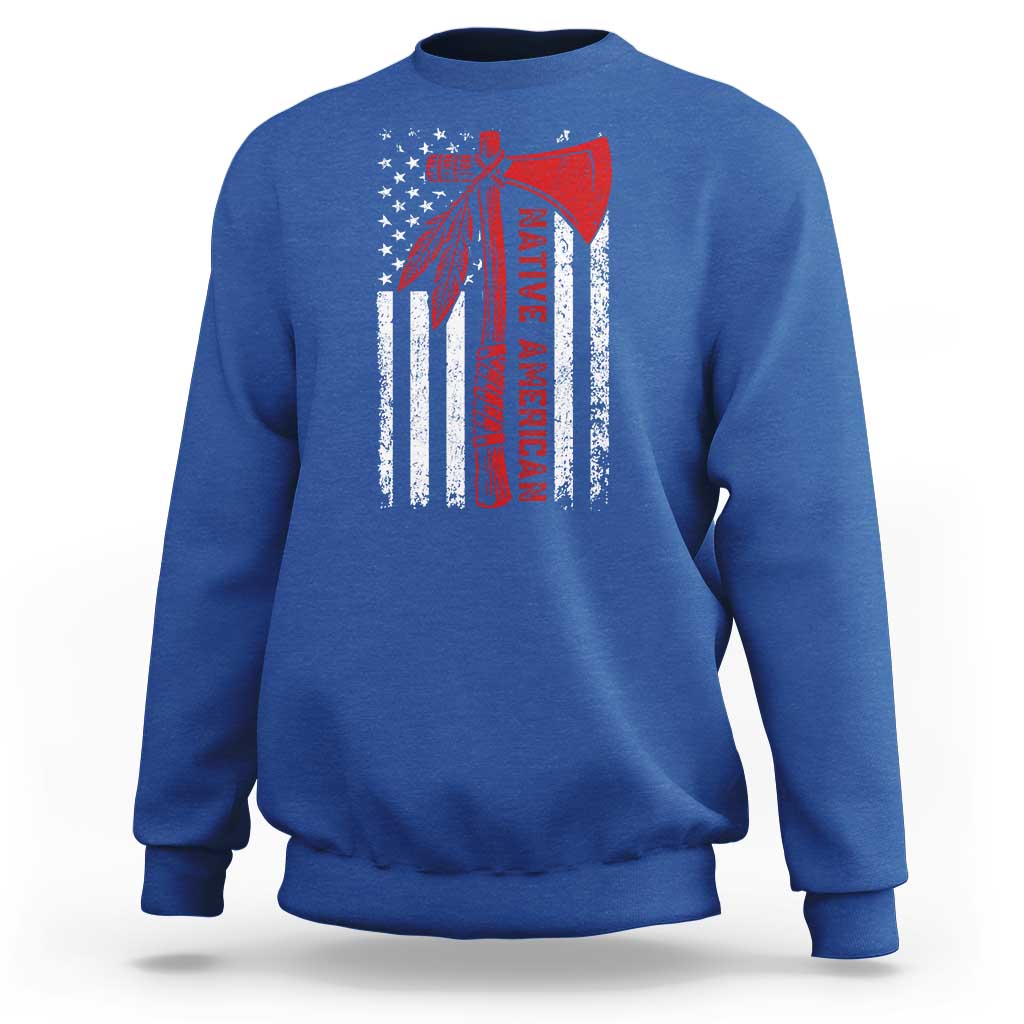 Native American Tomahawk Vintage USA Flag Tribal Tradition Sweatshirt - Wonder Print Shop