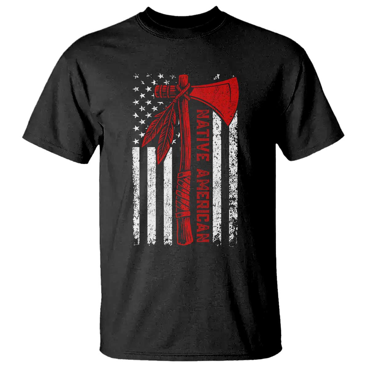 Native American Tomahawk Vintage USA Flag Tribal Tradition T Shirt - Wonder Print Shop