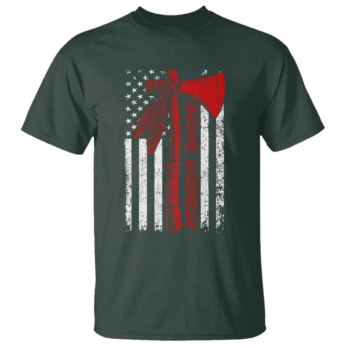 Native American Tomahawk Vintage USA Flag Tribal Tradition T Shirt - Wonder Print Shop