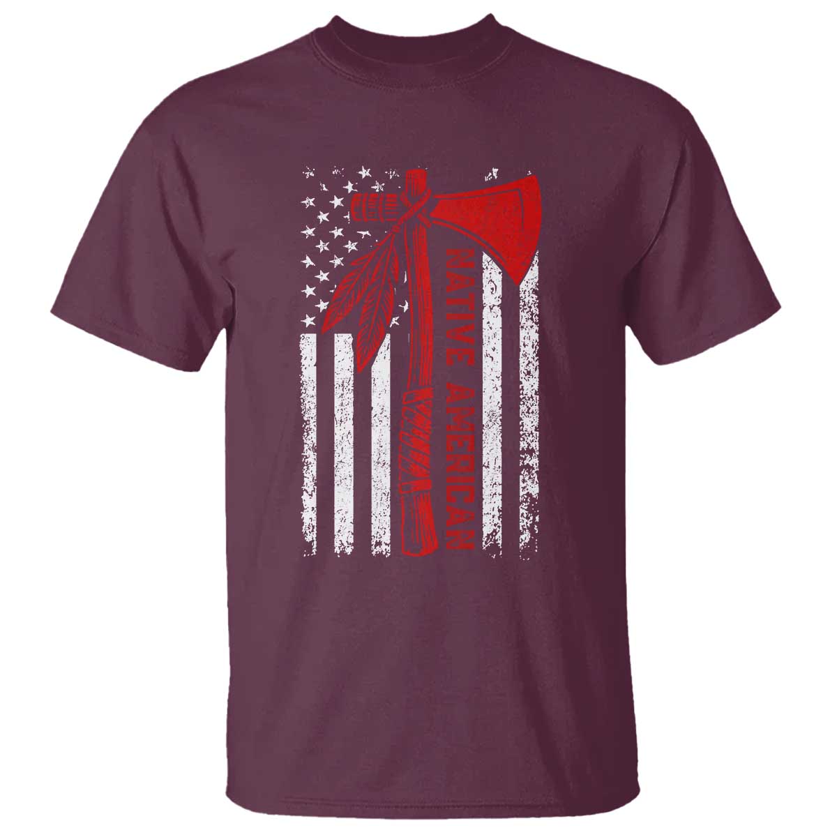 Native American Tomahawk Vintage USA Flag Tribal Tradition T Shirt - Wonder Print Shop
