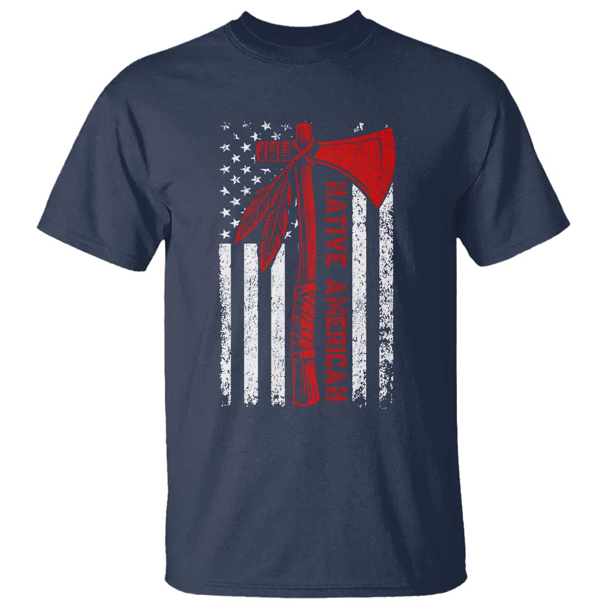 Native American Tomahawk Vintage USA Flag Tribal Tradition T Shirt - Wonder Print Shop