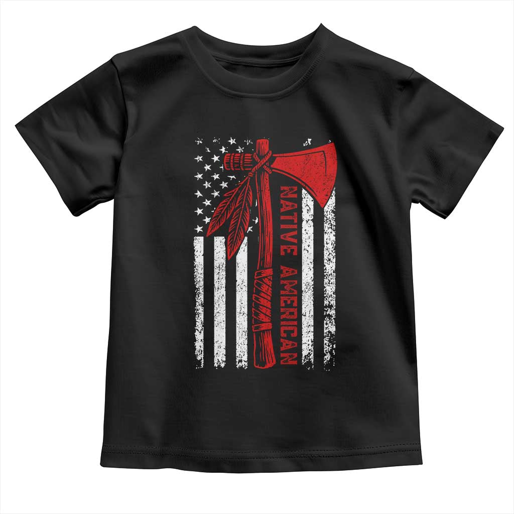 Native American Tomahawk Vintage USA Flag Tribal Tradition Toddler T Shirt - Wonder Print Shop