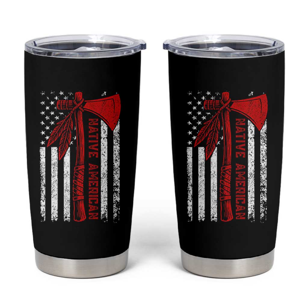 Native American Tomahawk Vintage USA Flag Tribal Tradition Tumbler Cup - Wonder Print Shop
