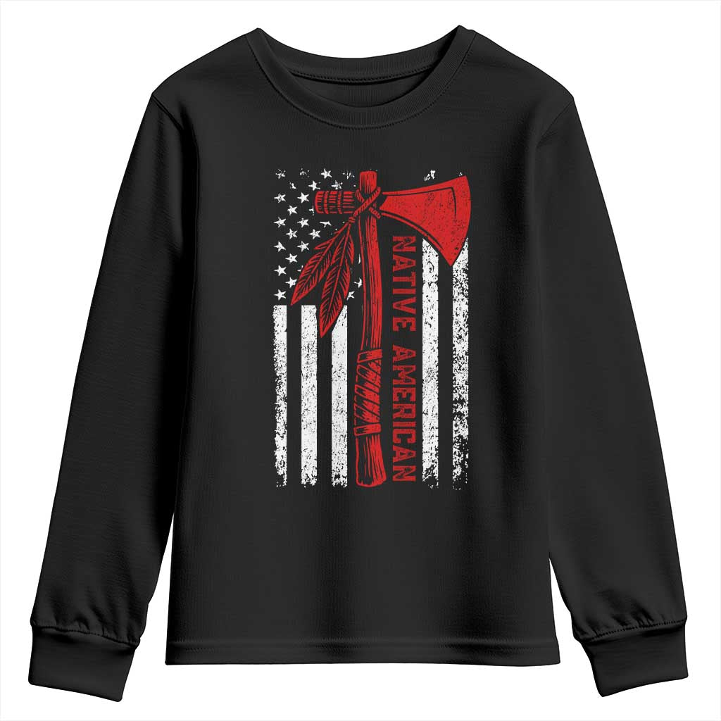 Native American Tomahawk Vintage USA Flag Tribal Tradition Youth Sweatshirt - Wonder Print Shop