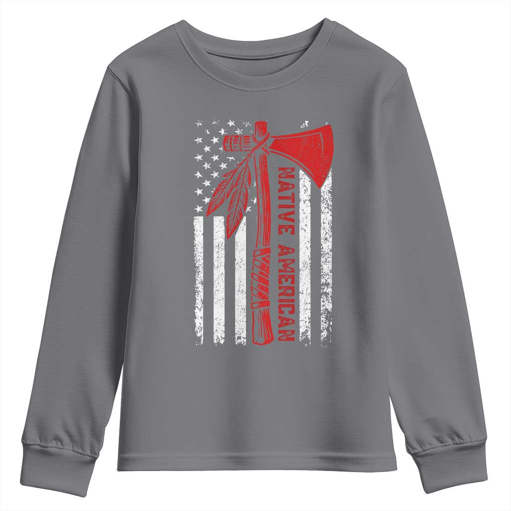 Native American Tomahawk Vintage USA Flag Tribal Tradition Youth Sweatshirt - Wonder Print Shop
