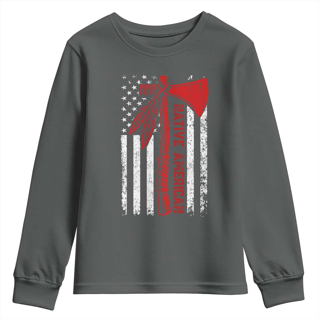 Native American Tomahawk Vintage USA Flag Tribal Tradition Youth Sweatshirt - Wonder Print Shop