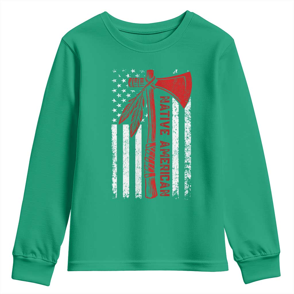 Native American Tomahawk Vintage USA Flag Tribal Tradition Youth Sweatshirt - Wonder Print Shop