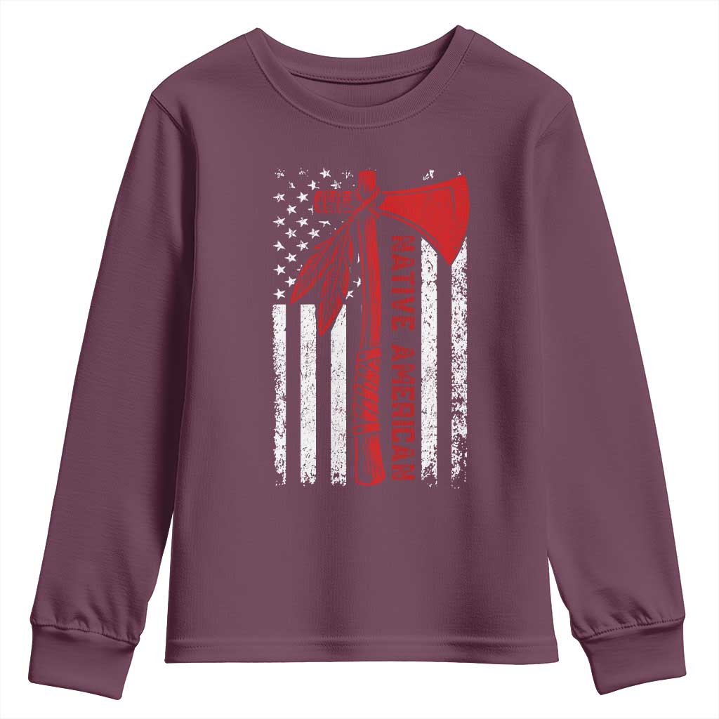 Native American Tomahawk Vintage USA Flag Tribal Tradition Youth Sweatshirt - Wonder Print Shop