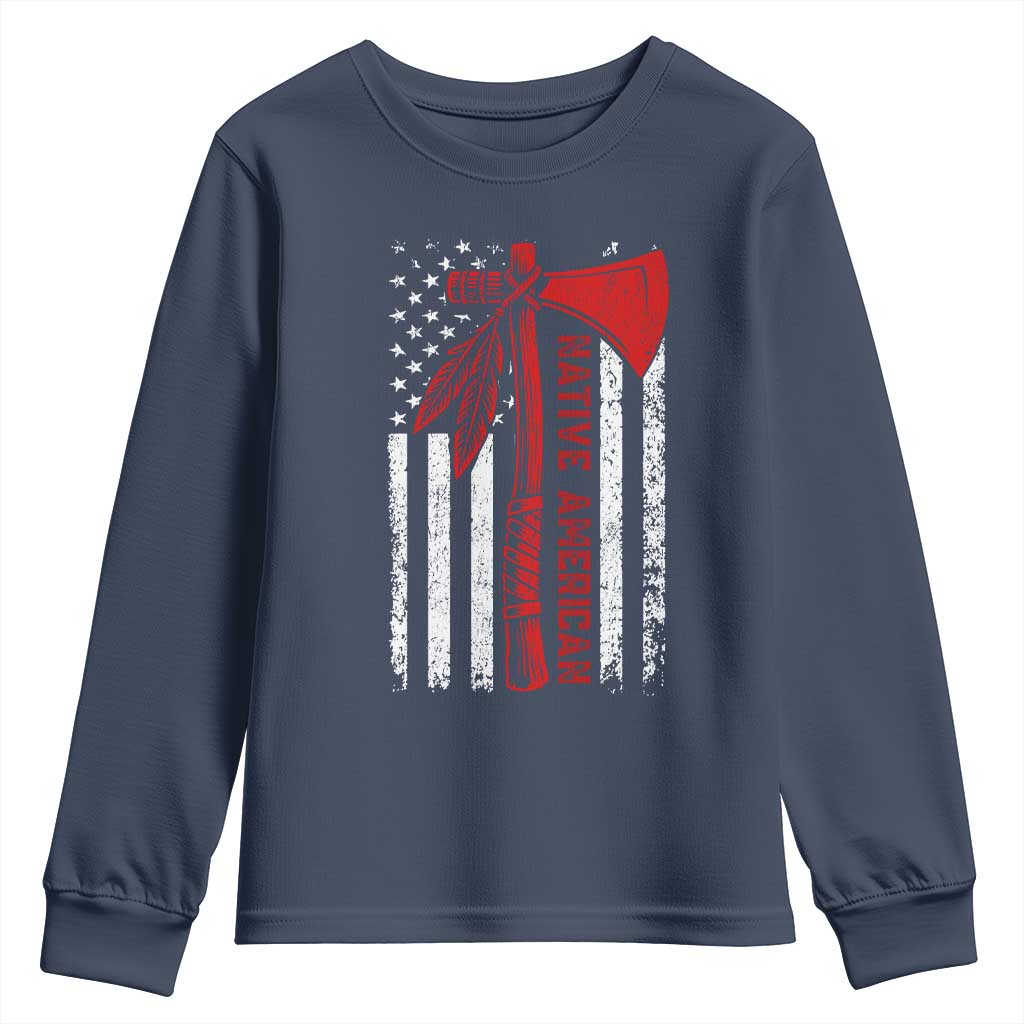 Native American Tomahawk Vintage USA Flag Tribal Tradition Youth Sweatshirt - Wonder Print Shop