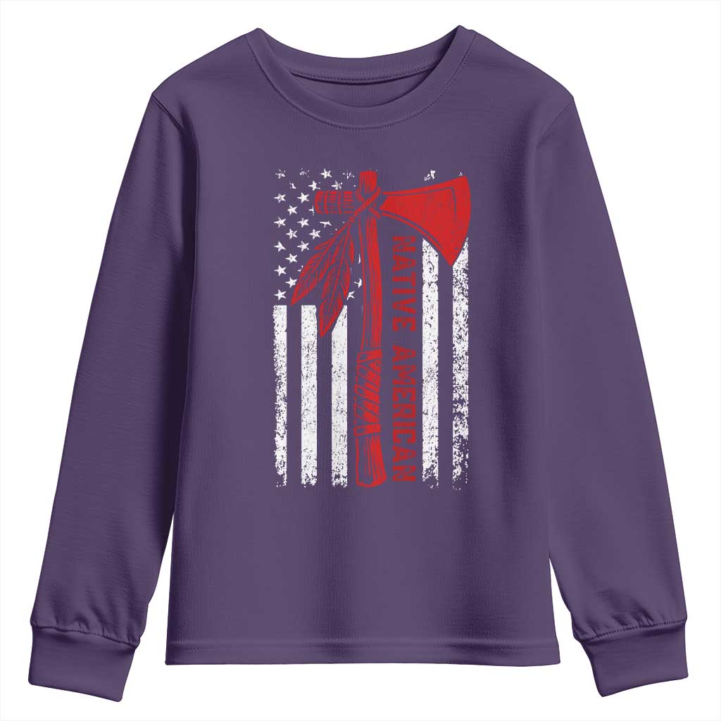 Native American Tomahawk Vintage USA Flag Tribal Tradition Youth Sweatshirt - Wonder Print Shop