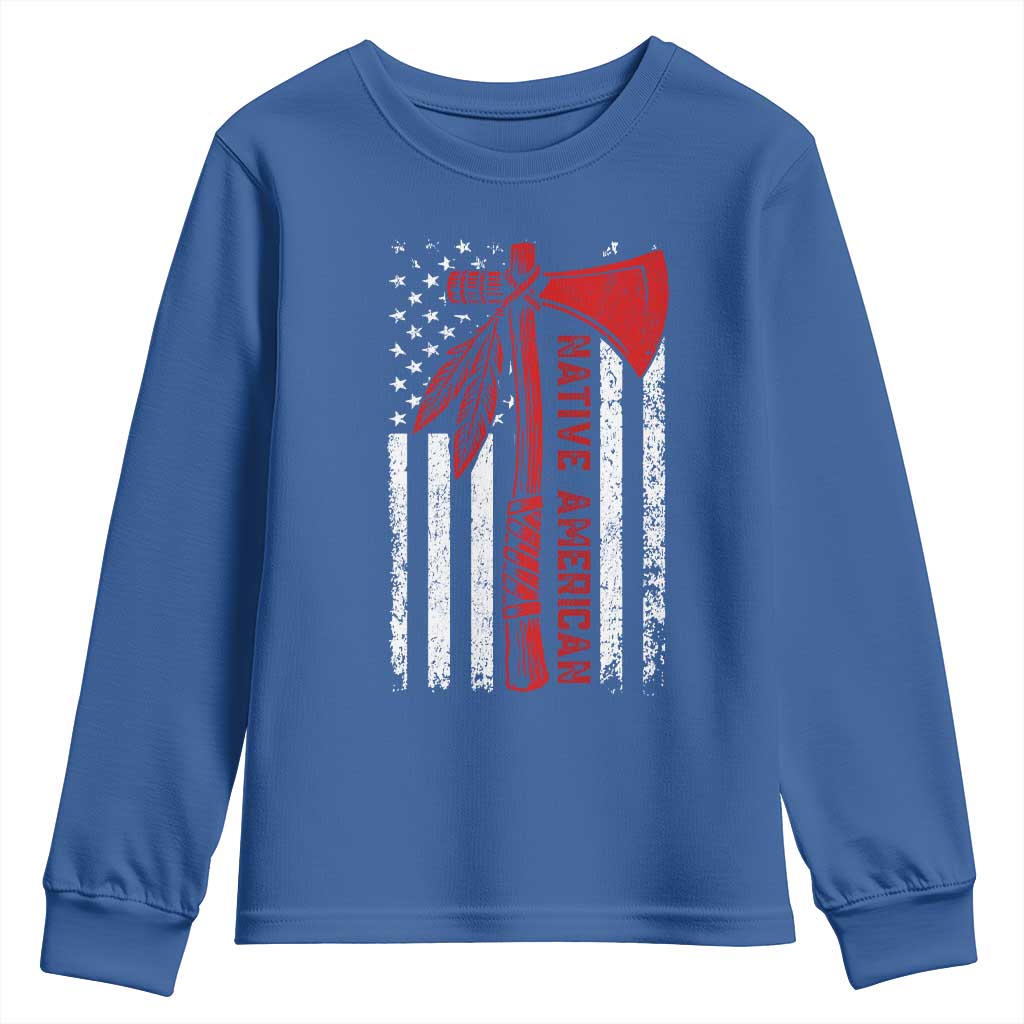 Native American Tomahawk Vintage USA Flag Tribal Tradition Youth Sweatshirt - Wonder Print Shop