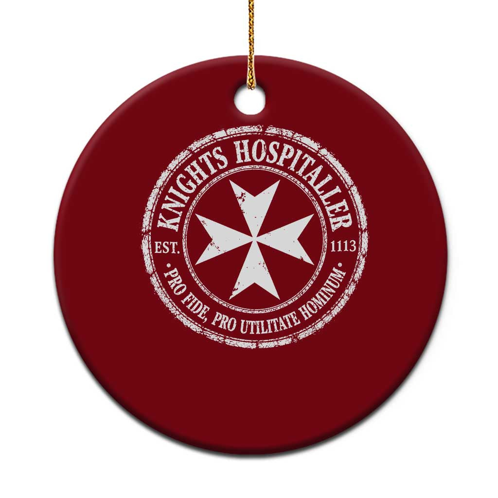 Knights Hospitaller Ceramic Ornament Pro Fide Pro Utilitate Hominum est 1113 Maltese Catholic Christian