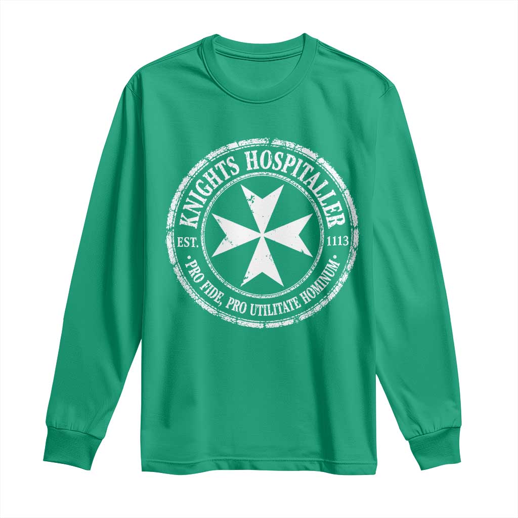 Knights Hospitaller Long Sleeve Shirt Pro Fide Pro Utilitate Hominum est 1113 Maltese Catholic Christian